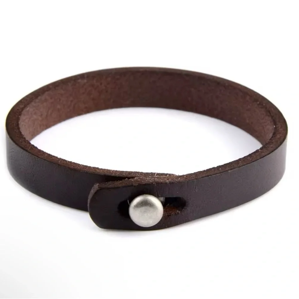 Men’s Retro Leather Wrap Cord Cuff Bracelet Brown